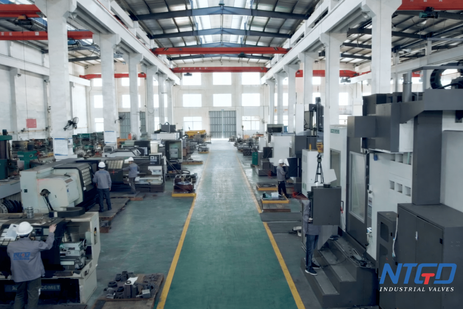 Industrial valve manufacturing workshop with CNC machining equipment relevant to valve manufacturers in UAE