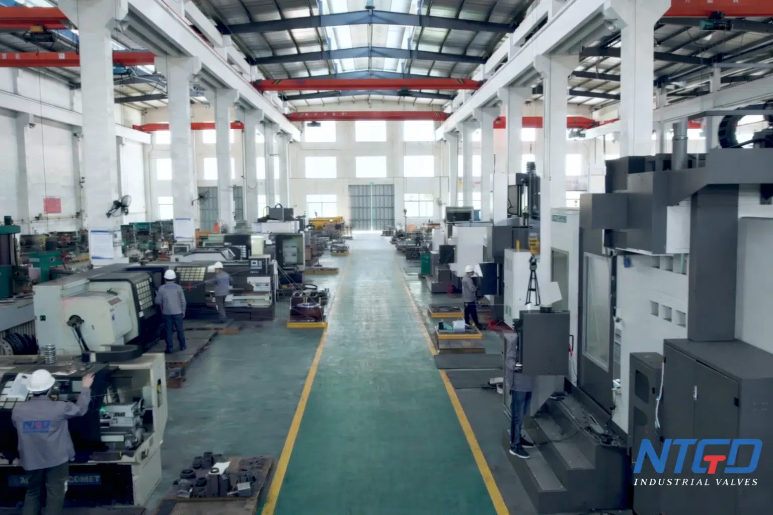 Industrial valve manufacturing workshop with CNC machining equipment relevant to valve manufacturers in UAE