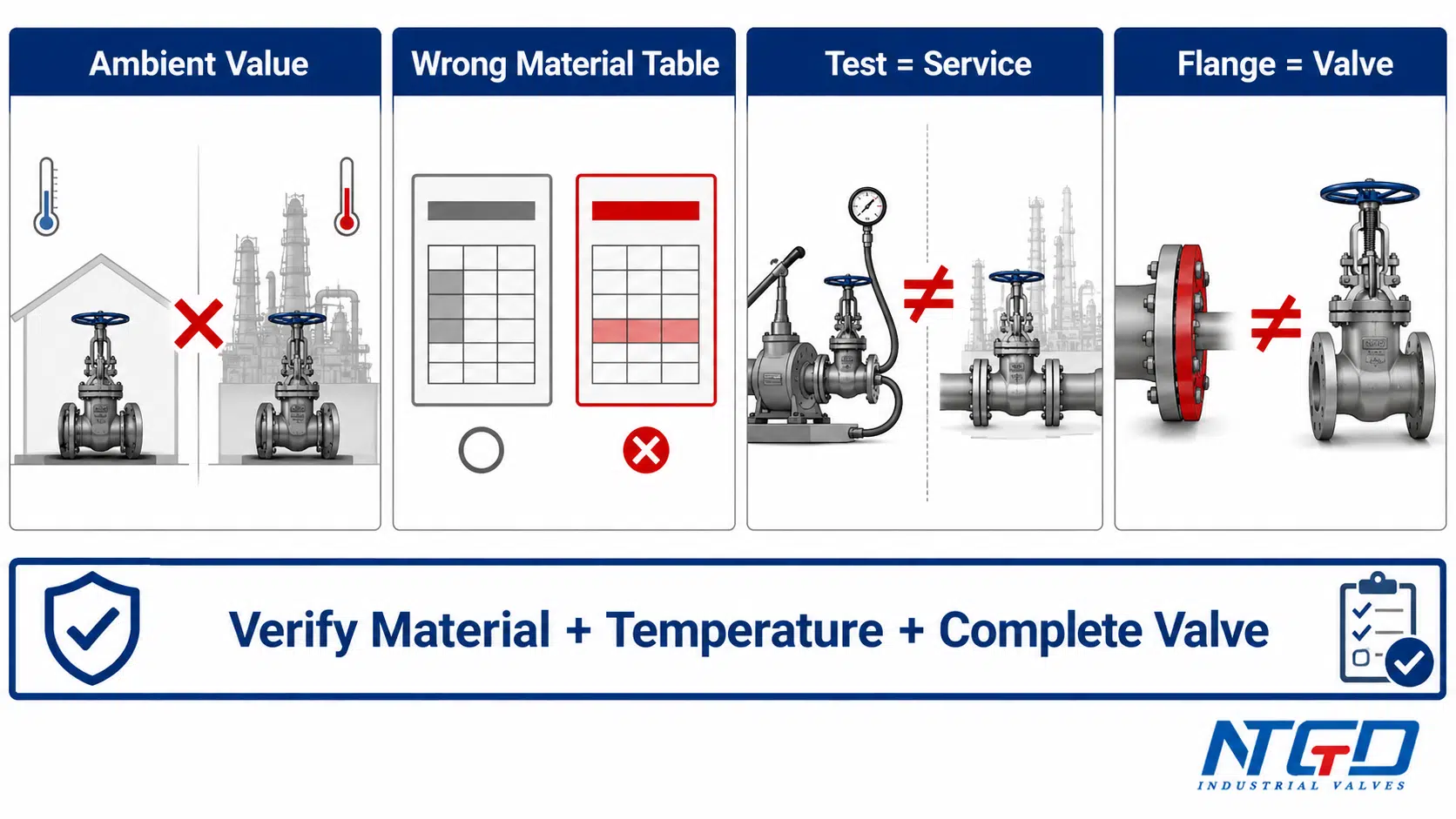 Gate valve pressure rating errors involving ambient values, wrong material tables, test pressure, and flange Class.
