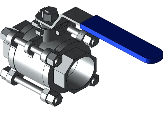 Three-piece high temperature ball valve