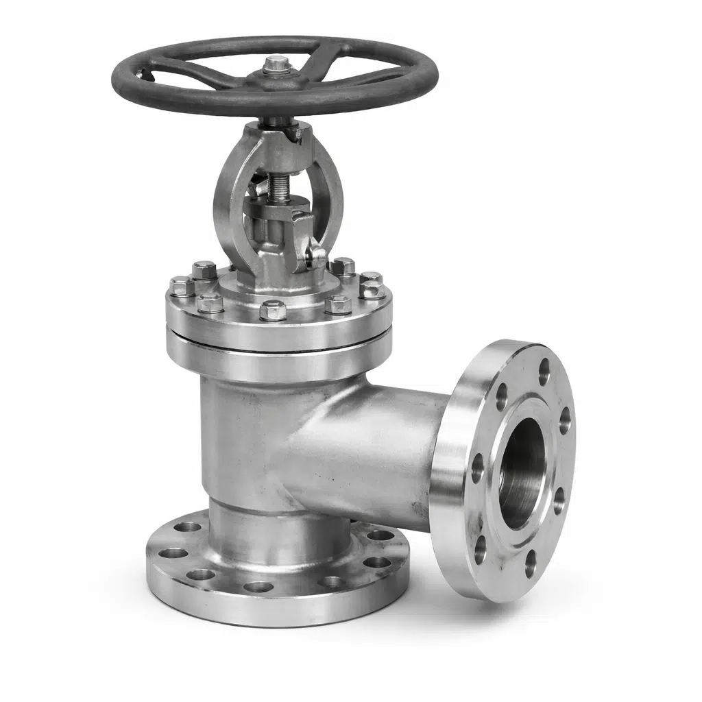 Robinet à soupape à angle pour vapeur avec un passage à 90 degrés utilisé pour le changement de direction dans les systèmes de tuyauterie de vapeur