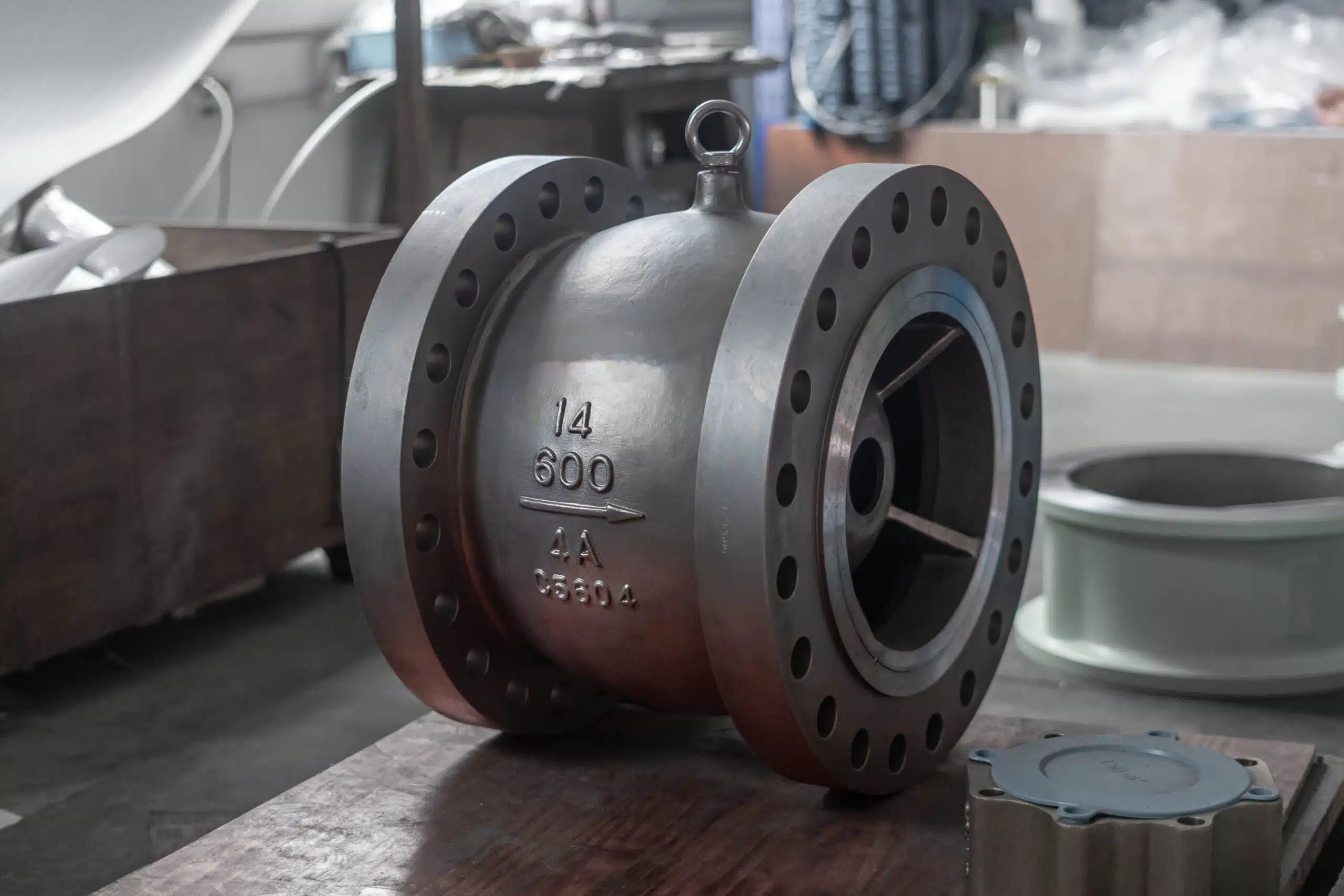 14 inch 600LB 4A silent check valve side view in workshop