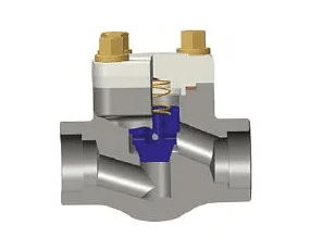 Y type spring loaded check valve cross section for inclined installation