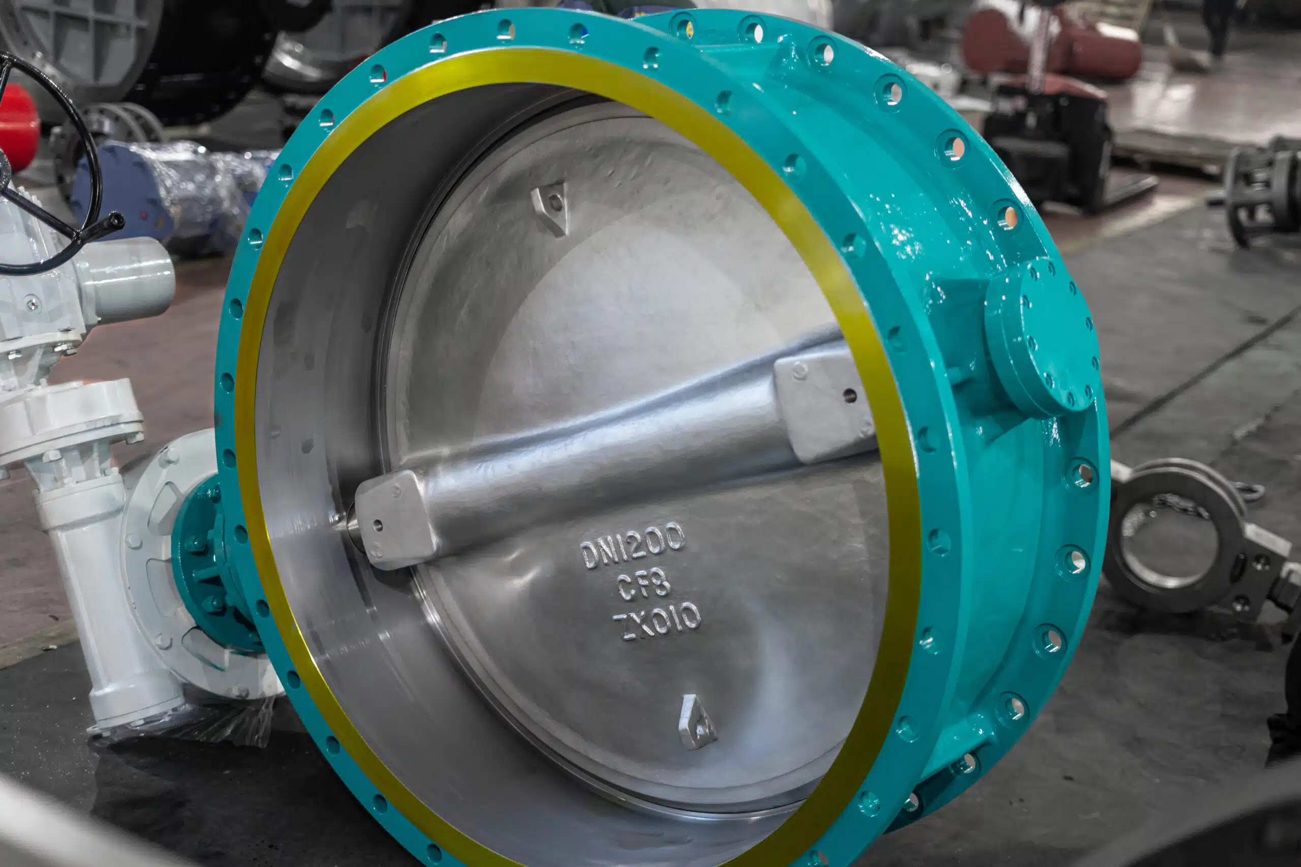 Large flanged butterfly valve with CF8 disc in factory