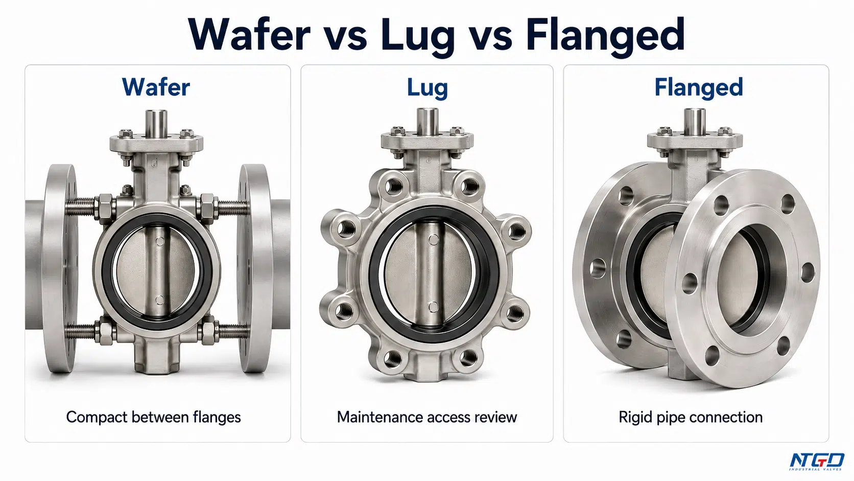 Wafer lug and flanged stainless steel butterfly valve comparison