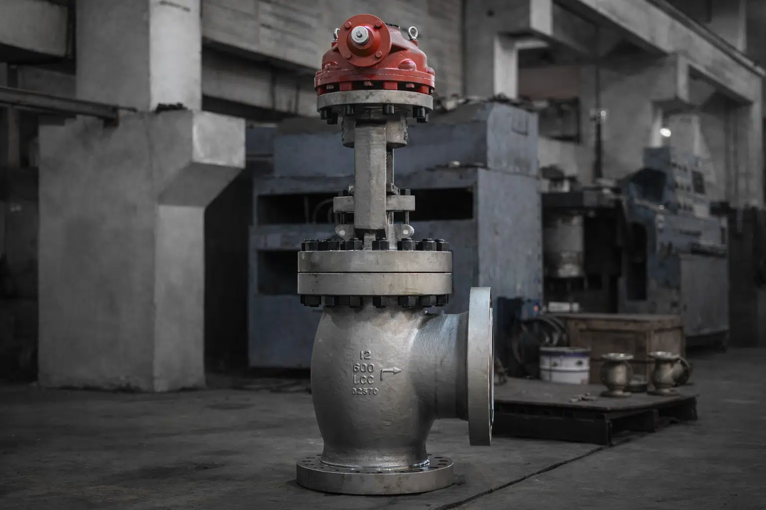 Robinet à soupape d'équerre installé dans un système de tuyauterie industrielle pour des applications de vapeur ou de haute pression