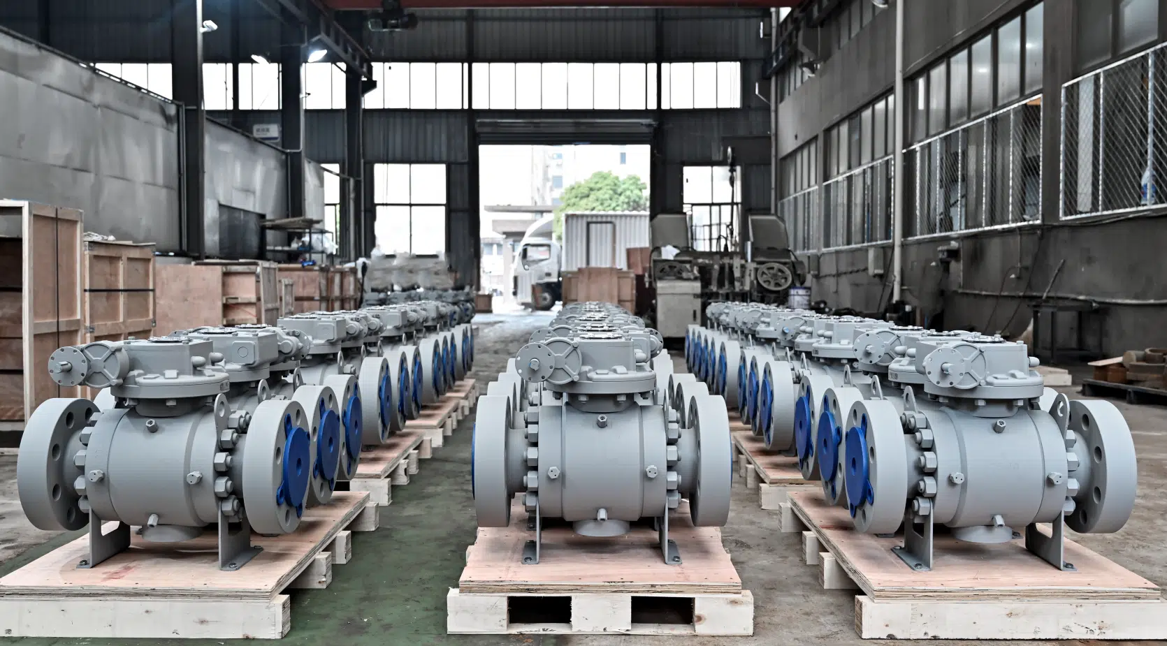 Robinets à boisseau sphérique industriels stockés en usine pour vérification du stock du fournisseur et de la livraison