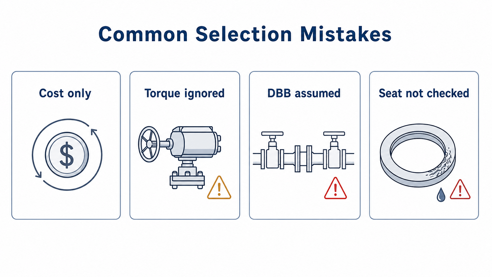 Common selection mistakes diagram for floating vs trunnion ball valve