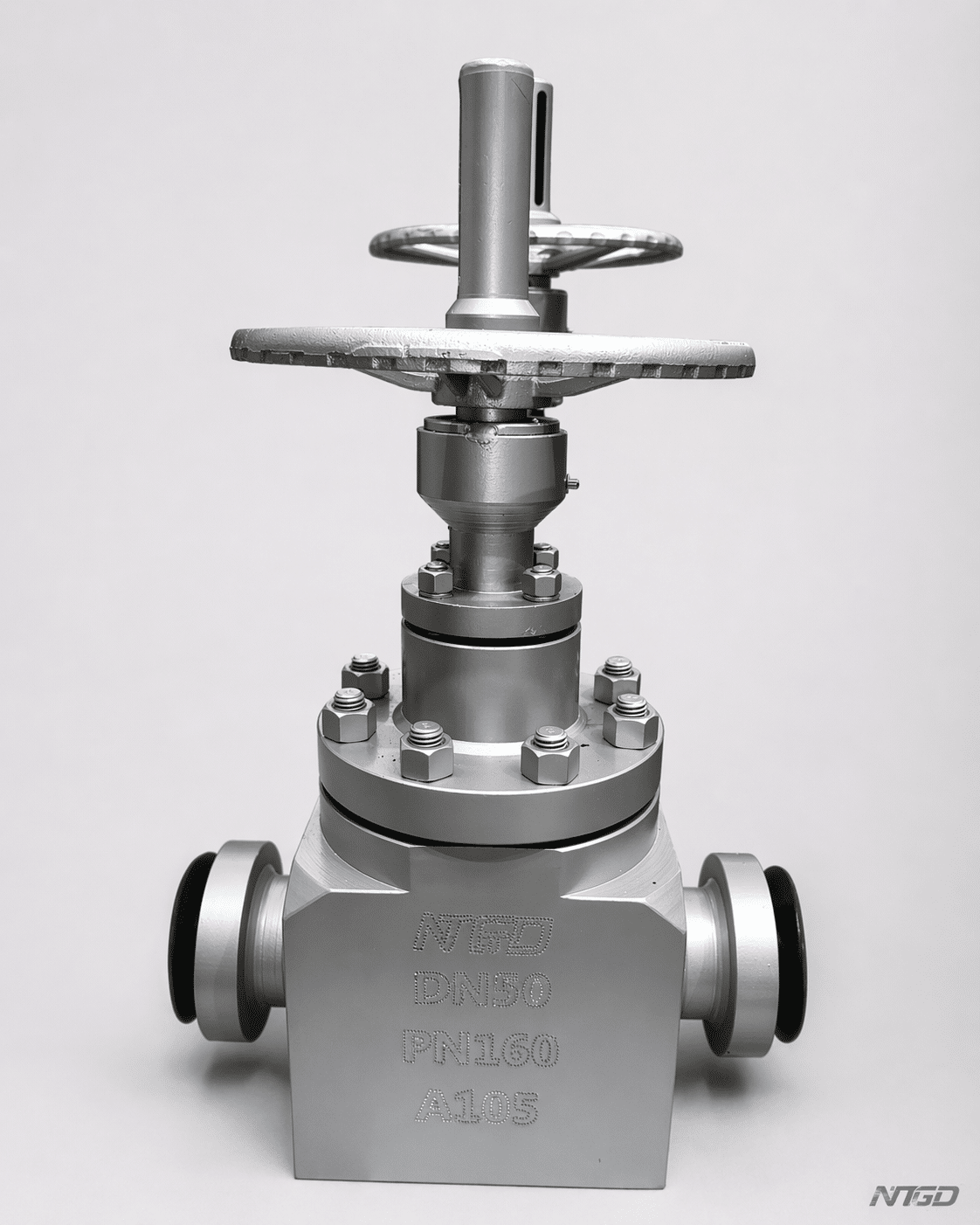 Real parallel slide gate valve product photo with forged steel block body and handwheel operator