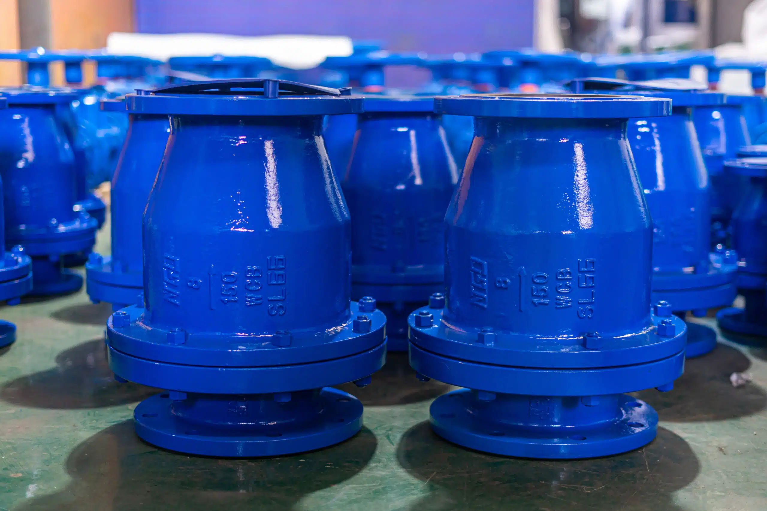 Válvula de retenção de giro revestida de borracha de 8 polegadas 150LB WCB em revestimento azul