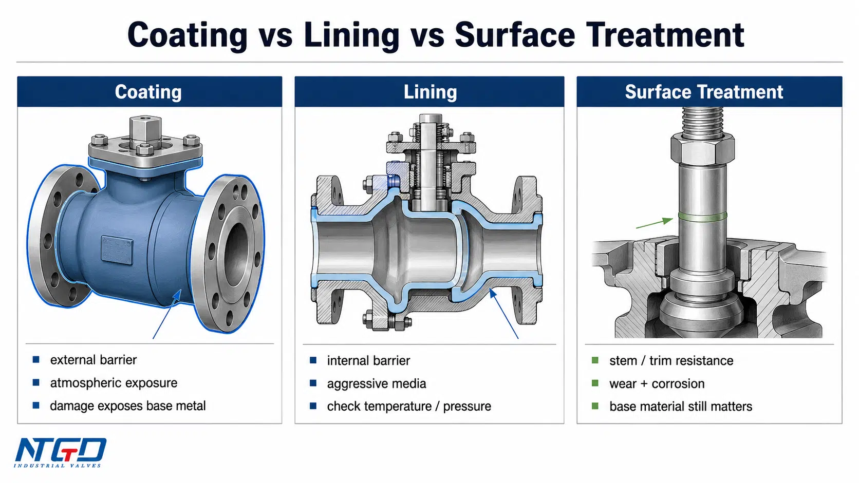 Comparaison du revêtement, du revêtement intérieur et du traitement de surface des vannes pour la protection contre la corrosion