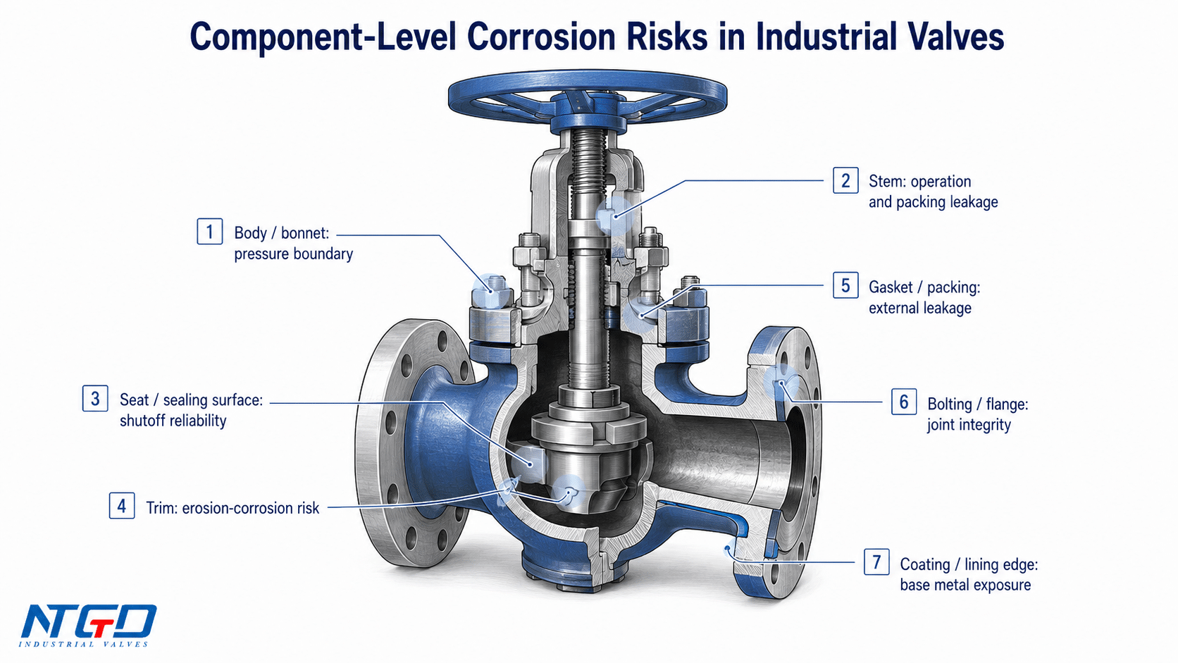 Component-level corrosion risk diagram for industrial valves