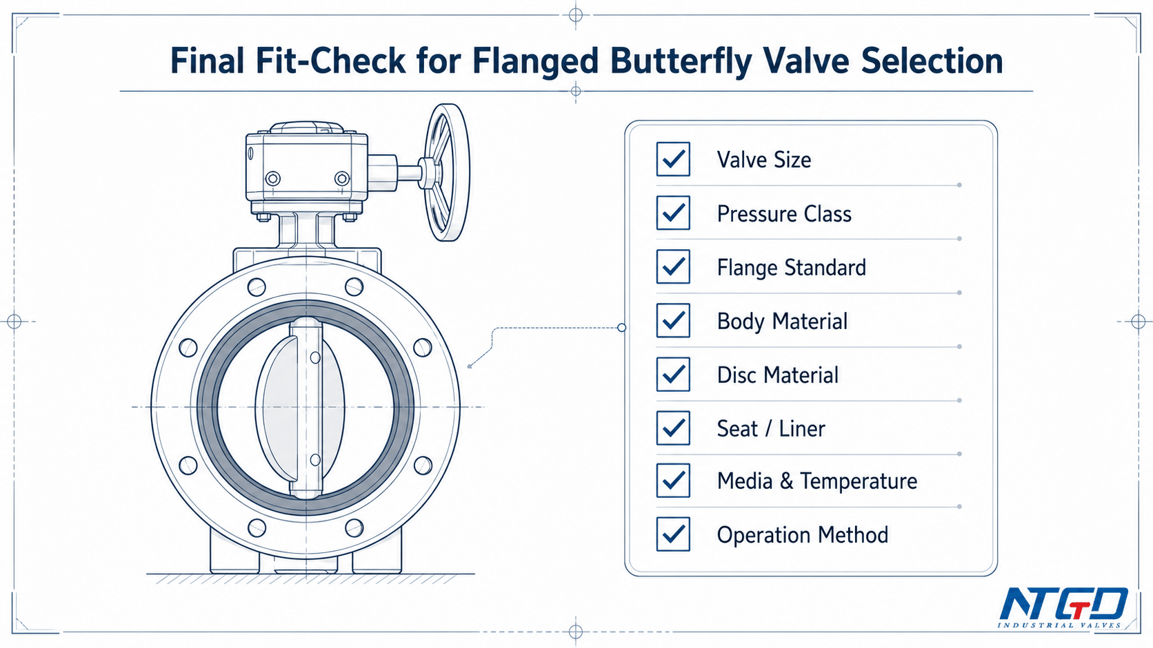 Final fit-check checklist for flanged butterfly valve selection