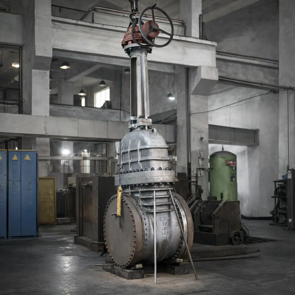 Large DN700 PN25 LCB manual wedge gate valve in NTGD workshop