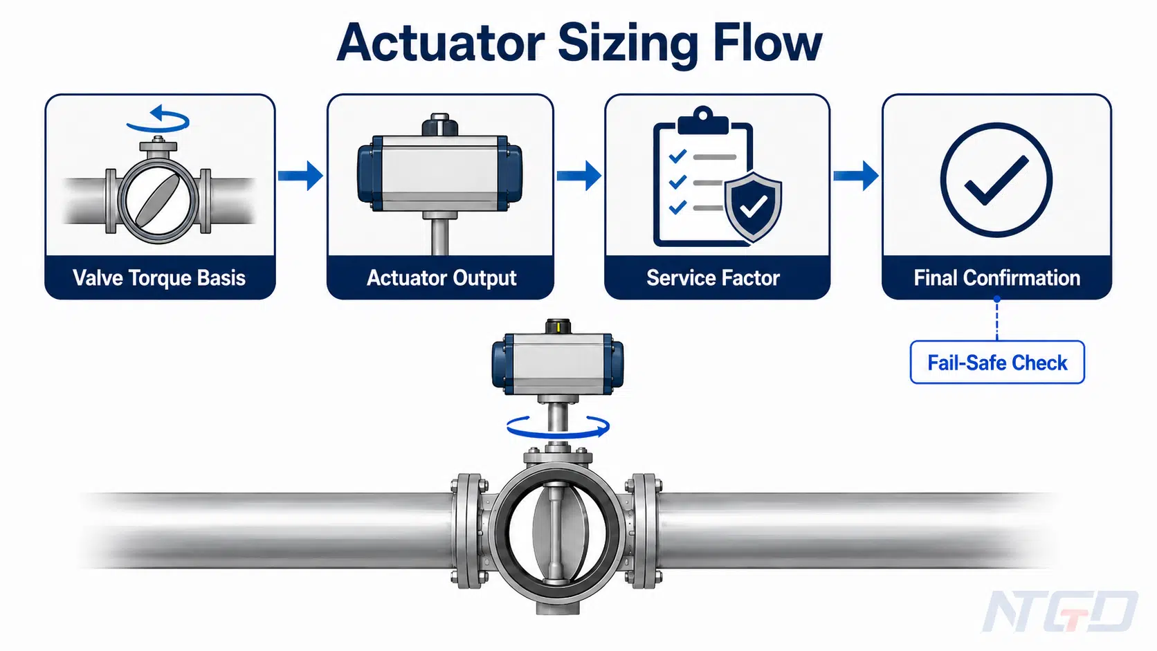 Butterfly valve actuator sizing flow from valve torque basis to final confirmation